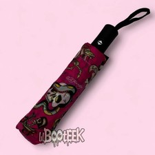 Ed Hardy Auto Open Close Umbrella Pink Snake Skull Motorcycle Tattoo NEW Y2K