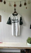VTG 90s Cotton Pinstripe Baseball Jersey Mens L Manheim Auto Auction Made in USA