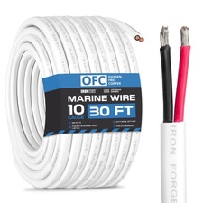 10 Gauge Wire - 30 Foot, 10 AWG Cable for Boat Wiring, 10/2 Tinned Copper Dup...