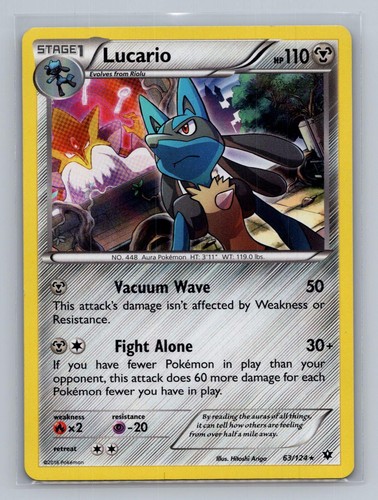 Lucario 63/124 Holo Rare Fates Collide Pokemon Lightly Played
