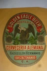$.  GUATEMALA old vintage beer label  CERVECERIA ALEMAN HAEUSSLER HERRMANOS