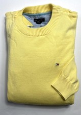New With Tags Tommy Hilfiger Boys Hilfiger Yellow Logo Crew Sweater sz 16-18