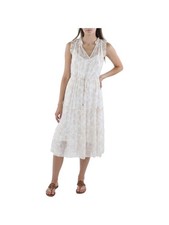 TOMMY HILFIGER Womens Ivory Lined Waist Pullover Sleeveless Midi Dress 10