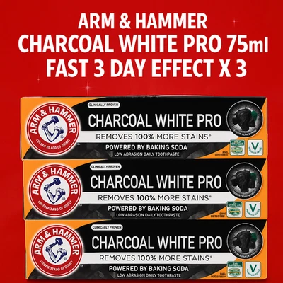 Arm & Hammer Charcoal White Pro Toothpaste 75ml X 3 Fast Delivery