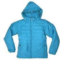 Columbia Girls Windy Day Jacket M 10/12 Insulated Hood Water-Resistant Blue