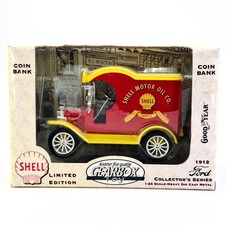 1912 Ford Shell Motor Oil Truck Coin Bank 1:24 Die Cast Gearbox Limited Edition
