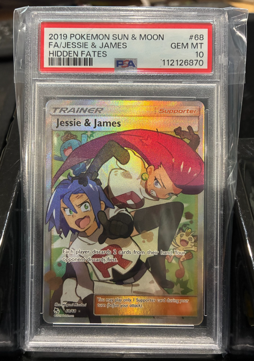 PSA 10 GEM MT - FULL ART JESSIE & JAMES Card 68/68 Pokemon TCG