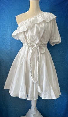 RHODE x Target NEW White Rope Tie Belt One Shoulder Ruffle Flared Short Dress S