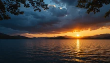 Digital Image Picture Photo Wallpaper Background Lake Skyview Sunset Desktop Art