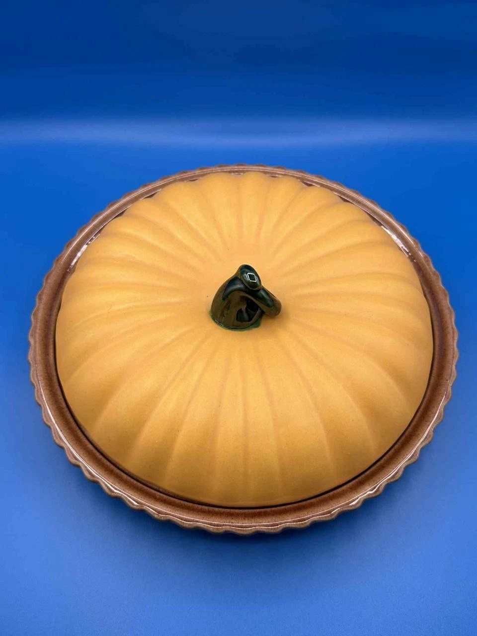 Portugal Ceramic Pumpkin Pie Plate With Lid 12” Covered Baking Dish Fall Decor