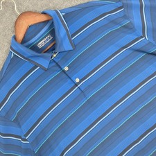 Nike Golf Mens XL Polo Shirt Blue Striped Nike Fit Dry Short Sleeve Performance