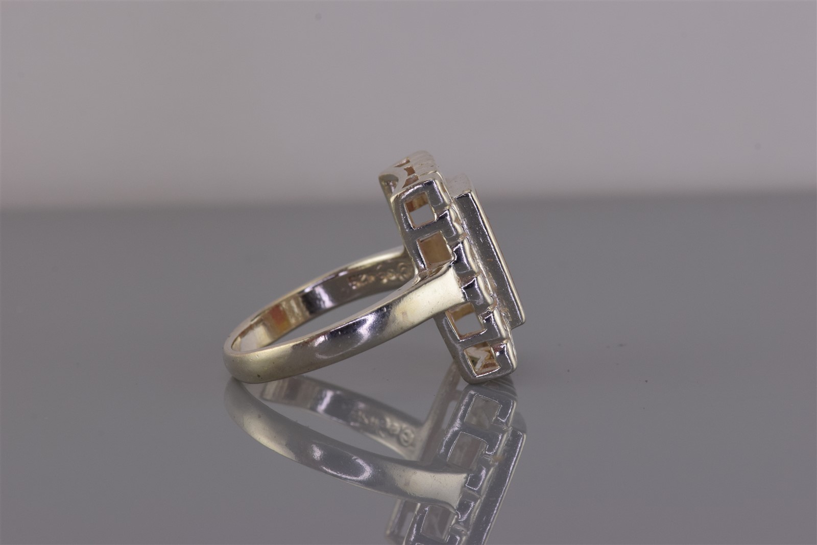 Sterling Silver Scrolled Frame Rectangle Red Cora… - image 3