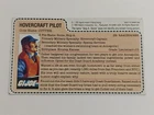 Vintage 1984 GI Joe Cutter Hovercraft Pilot File Card Uncut