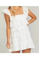 Show Me Your Mumu Lucy Mini Dress White Eyelet Size Small
