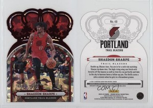 2022-23 Panini Crown Royale Red Crystal /49 Shaedon Sharpe #48 Rookie RC