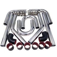 2.5 Universal Aluminum Turbo Intercooler Elbow Pipe Kit Silicone Hose Clamp 2.5 Universal Aluminum Turbo Intercooler Elbow Pipe Kit Silicone Hose Clamp
