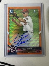 2018 Bowman Chrome Baseball Cole Freeman Orange Wave Auto /25