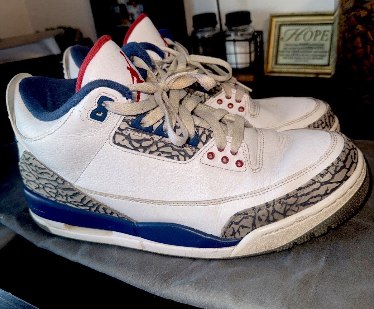 Size 9.5 - Jordan 3 Retro OG Mid True Blue GOOD SHAPE 676556807648 