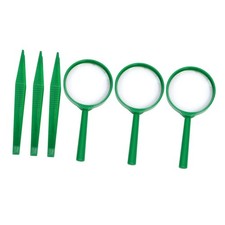 Kids Handheld Magnifying Glass and Tweezers Set 3-Piece Observation Tools for...