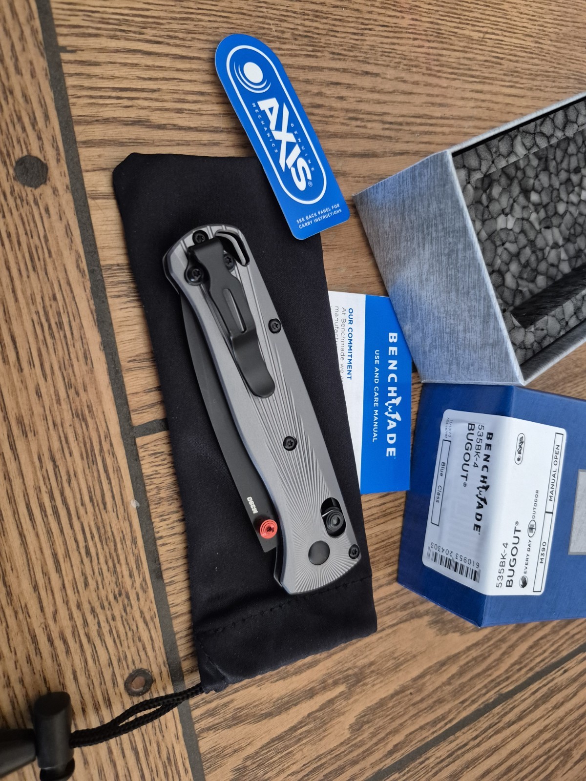 Benchmade Bugout M390 Blade Steel 535BK-4 Gray Aluminum Handle Knife