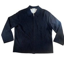 Pendleton Womens Black Merino Wool Zip Up Sweater Jacket Collared Small