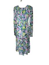b. young Size 36 Multicoloured Floral Midi Dress With Elasticated Top/ Bodice BN