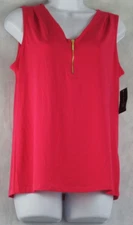 INC International Concepts Women's Sleeveless 1/4 Zip Top, Virtual Pink, Medium