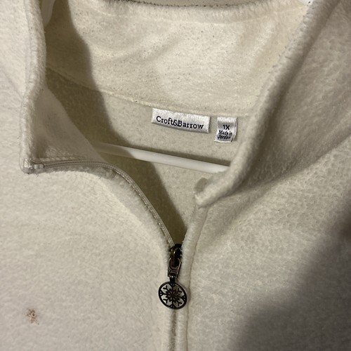Maglione donna vintage Croft & Barrow bianco natalizio con zip intera, 1X - Foto 9 di 11