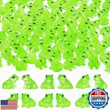 SYWHXY 104PCS Luminous Mini Resin Frogs Green Frogs Figurines Miniature Glow 