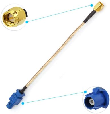 Bingfu Vehicle Car GPS Antenna Cable RG316 SMA Male to Fakra C Male Blue 6inch 