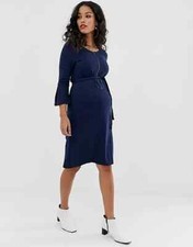 Mama-licious Zip Front Maternity Shift Dress Navy Blue Size M Bnwt
