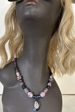 Handmade Purple Sea Glass, Amethyst Glass Beaded Necklace