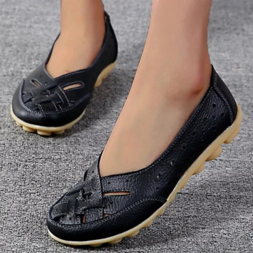 Womens Slip On Leather Loafers Walking Driving Casual Moccasins Shoes Flats Size - Picture 22 of 29