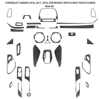 Carbon Fiber Interior 8'' Screen Full Kit Set Trim Cover Decor for Camaro 2016