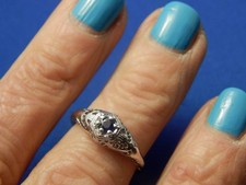 .22ct Round Sapphire Filigree Sterling Silver Ring Engagement Free Sizing