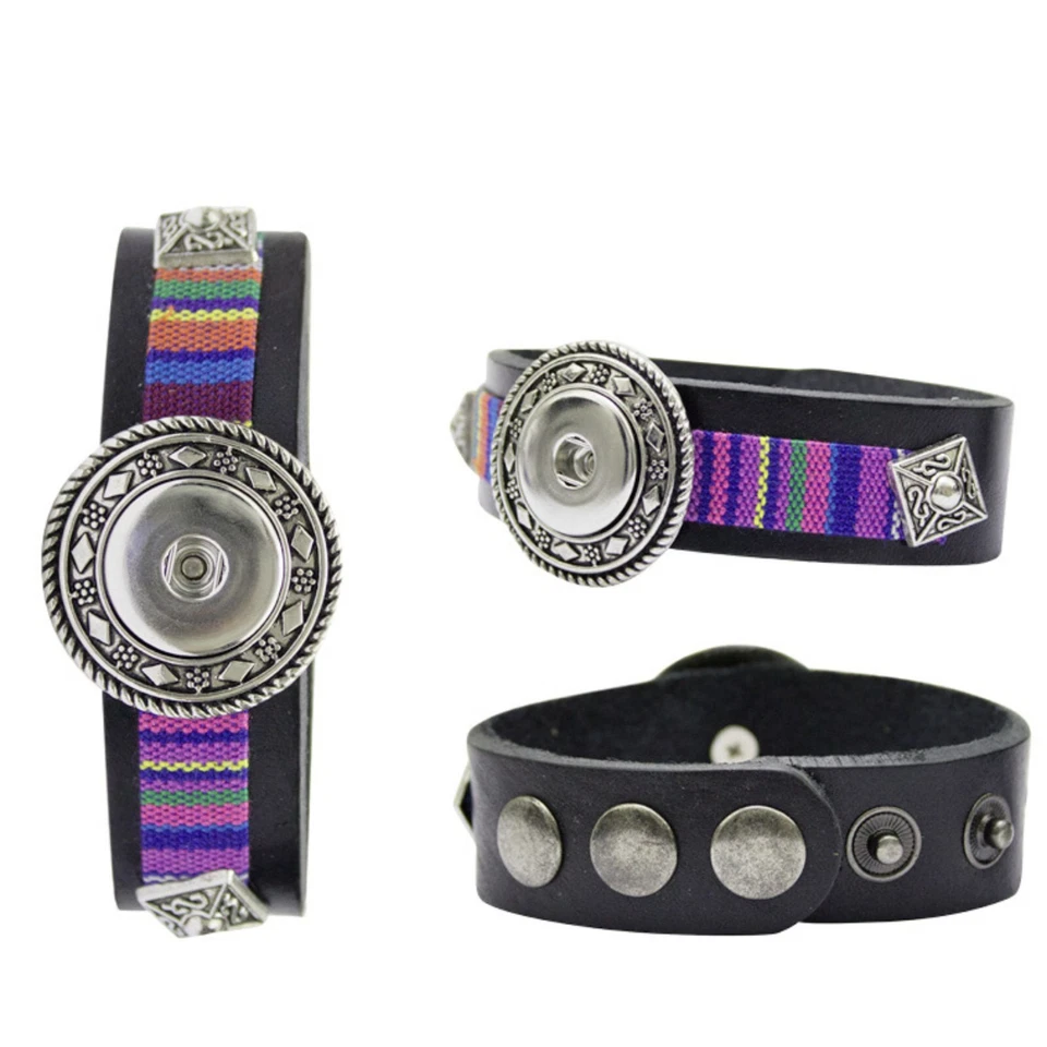 3er Set Pu Armbänder Das Armband bietet Platz für 1 Click Button Chunk Nugget - Bild 3 von 4