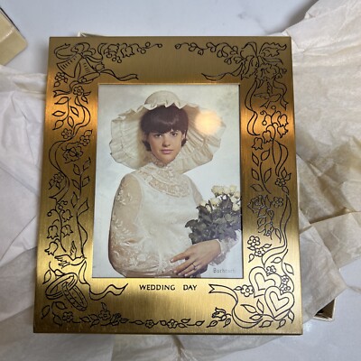 Vintage Art Nouveau Brass Tone Picture Frame. M.W. Carr and Co. 3x4 -Wedding Day