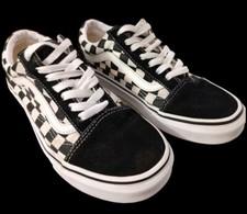 Vans Old Skool Checkered Black White Suede Canvas Women's 6.5 or Men's 5