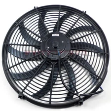 Black Curved S-Blades 16" Radiator Electric Cooling Fan 2300 CFM Reversible 12V 