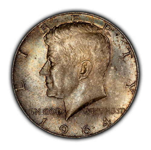 1964 50c Kennedy Silver Half Dollar - Watercolor Toning - BU - SKU-Z4986