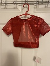girls dance costume top mc red mesh k14