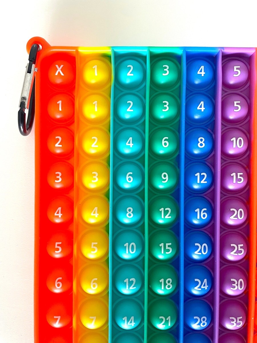 Pop It Learn MULTIPLY 1-12 Times Tables NUMBERS Fidget Toy Push Rainbow  Bubble