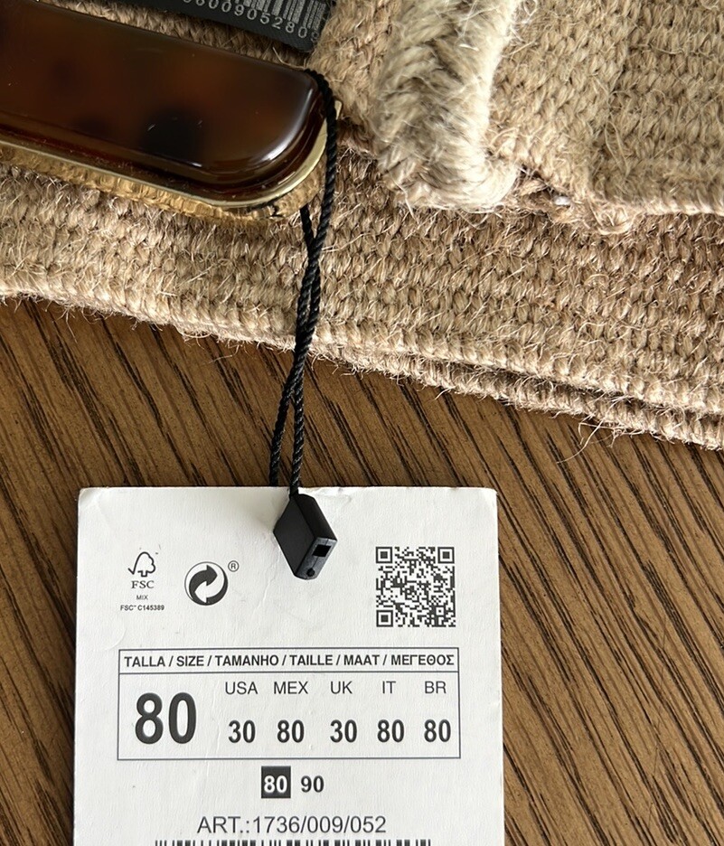Zara JUTE BELT WITH ACETATE SQUARE BUCKLE size 30 | eBay display picture 1