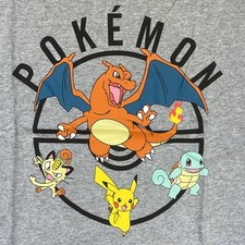 2018 POKEMON Large Gray Short Sleeve Crew Neck Youth T-Shirt NWT