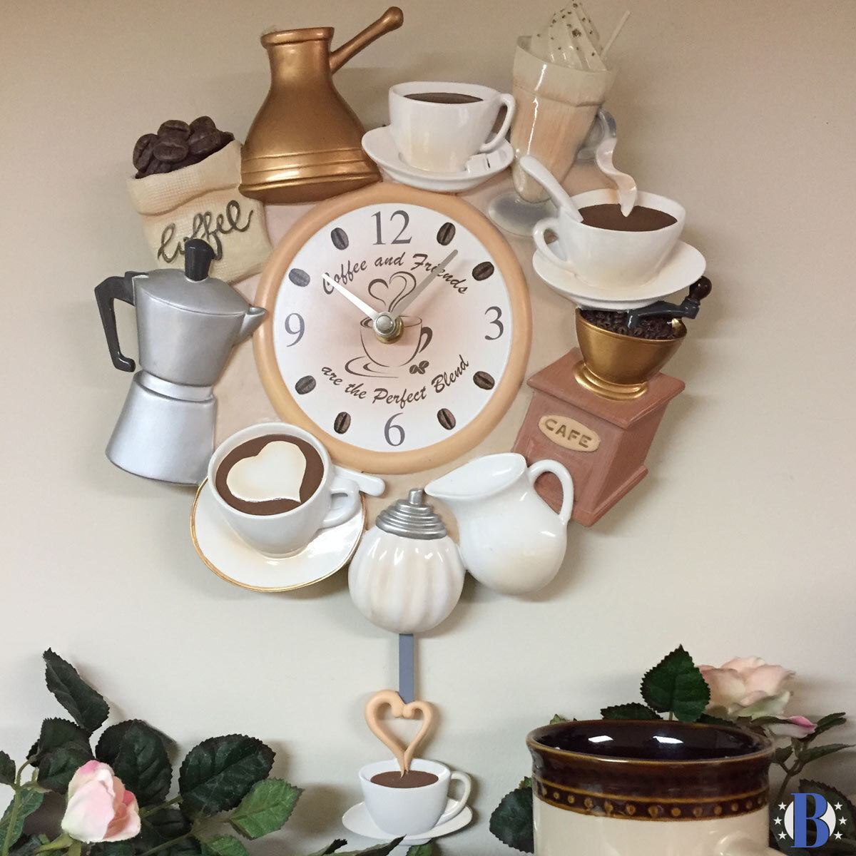 The Perfect Blend Sculptural Wall Clock With Cup Pendulum by Bradford