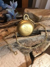 Vintag Gold tone Mechanical Colibri 17 Jewels Incablock Pocket Watch with Chain