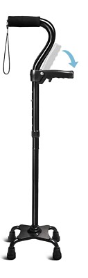 Adjustable Walking Cane for Men & Women with 4-Pronged Base For Extra Stability