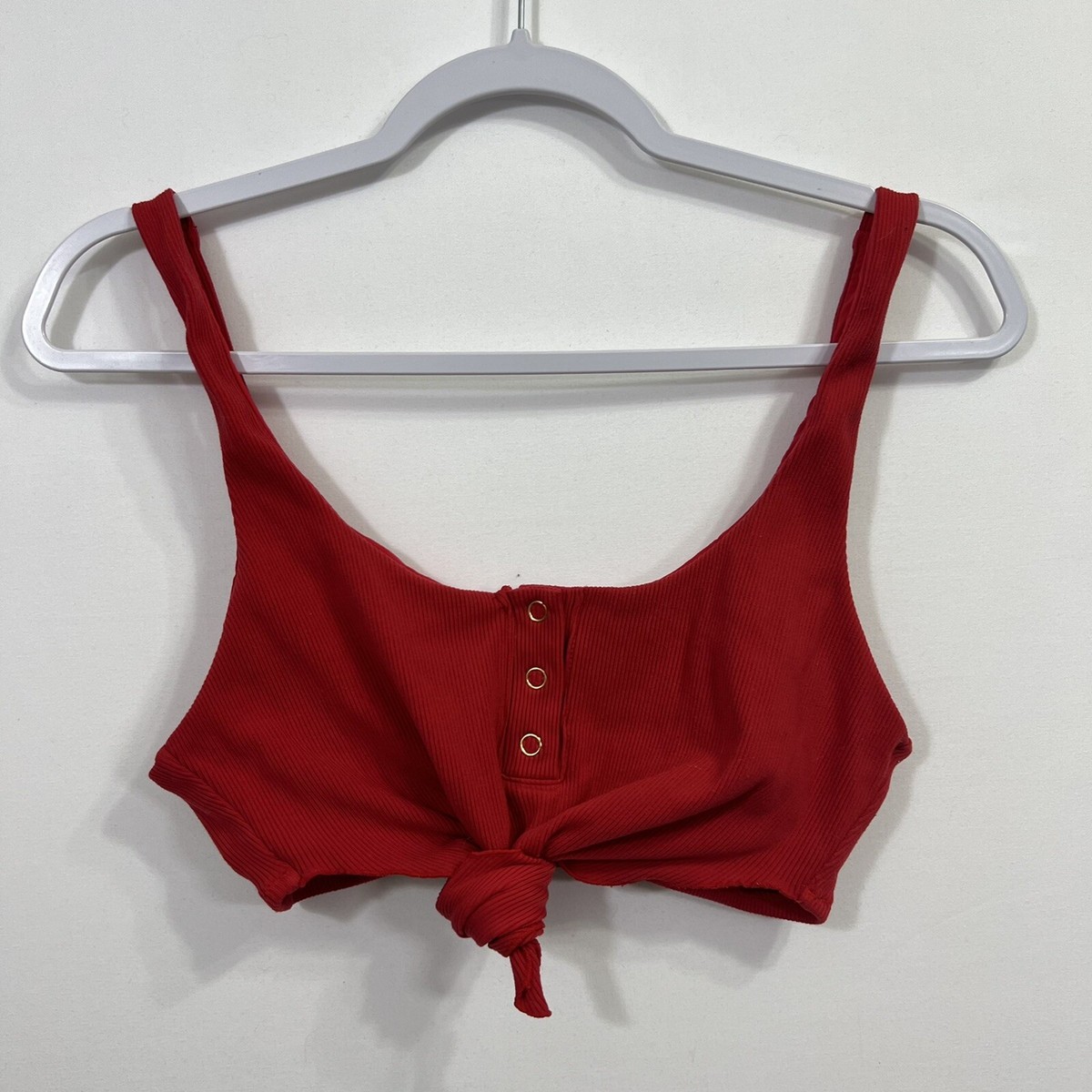 Beach Bunny Rib Tide Knot Bikini Top XXL Red Snap Button