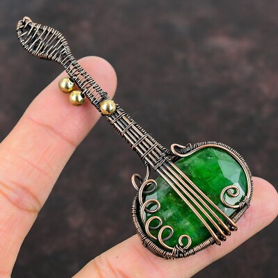 Gift For Her Wire Wrapped Pendant Dainty Guitar Pendant Copper Wire Jewelry 3.7''