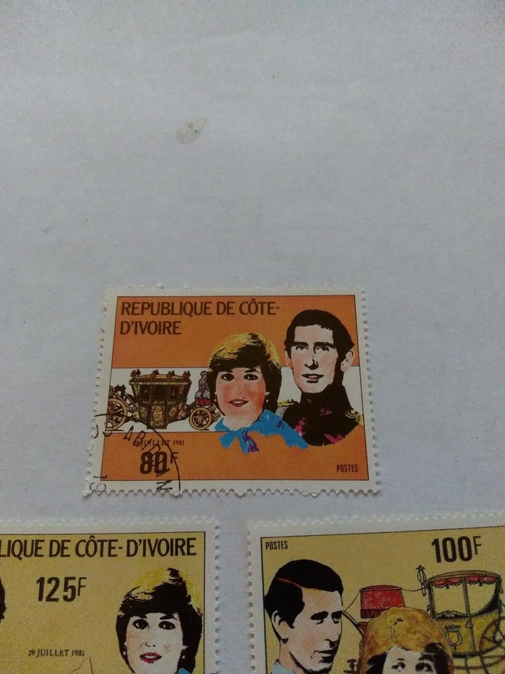 Ivory Coast #593-595 (A218) VF USED CTO - 1981 80fr to 125fr Royal Wedding   - Image 3 of 4